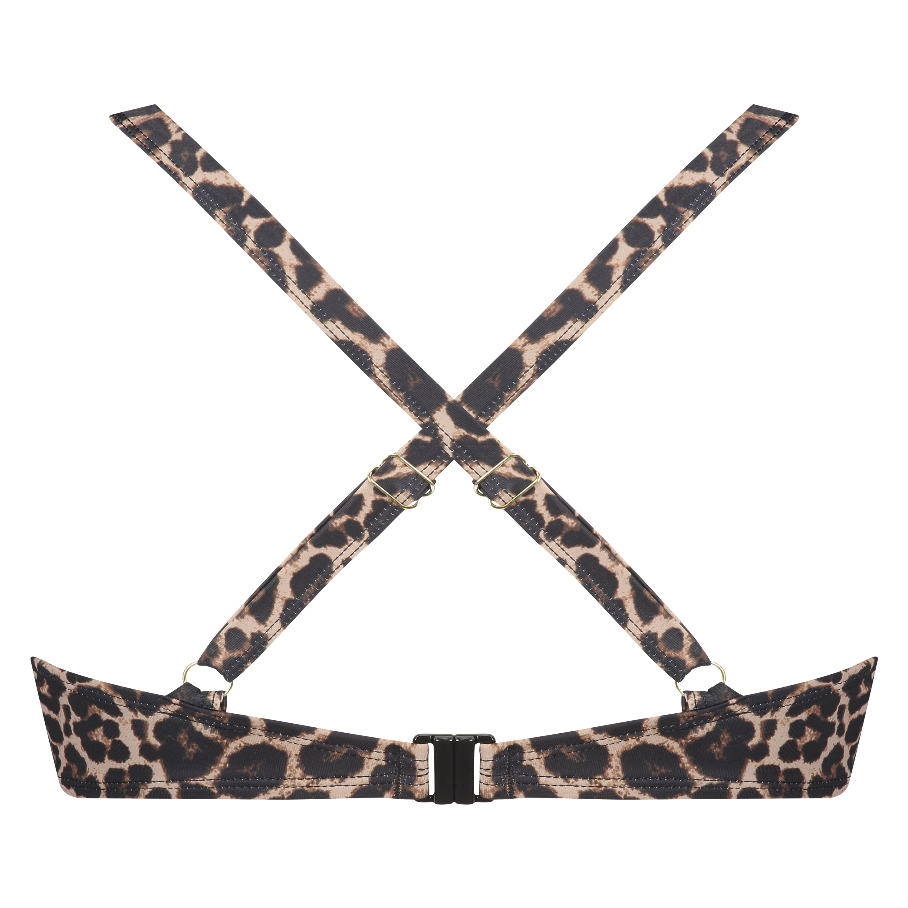 Leopard padded underwired bikini top, Beige, main