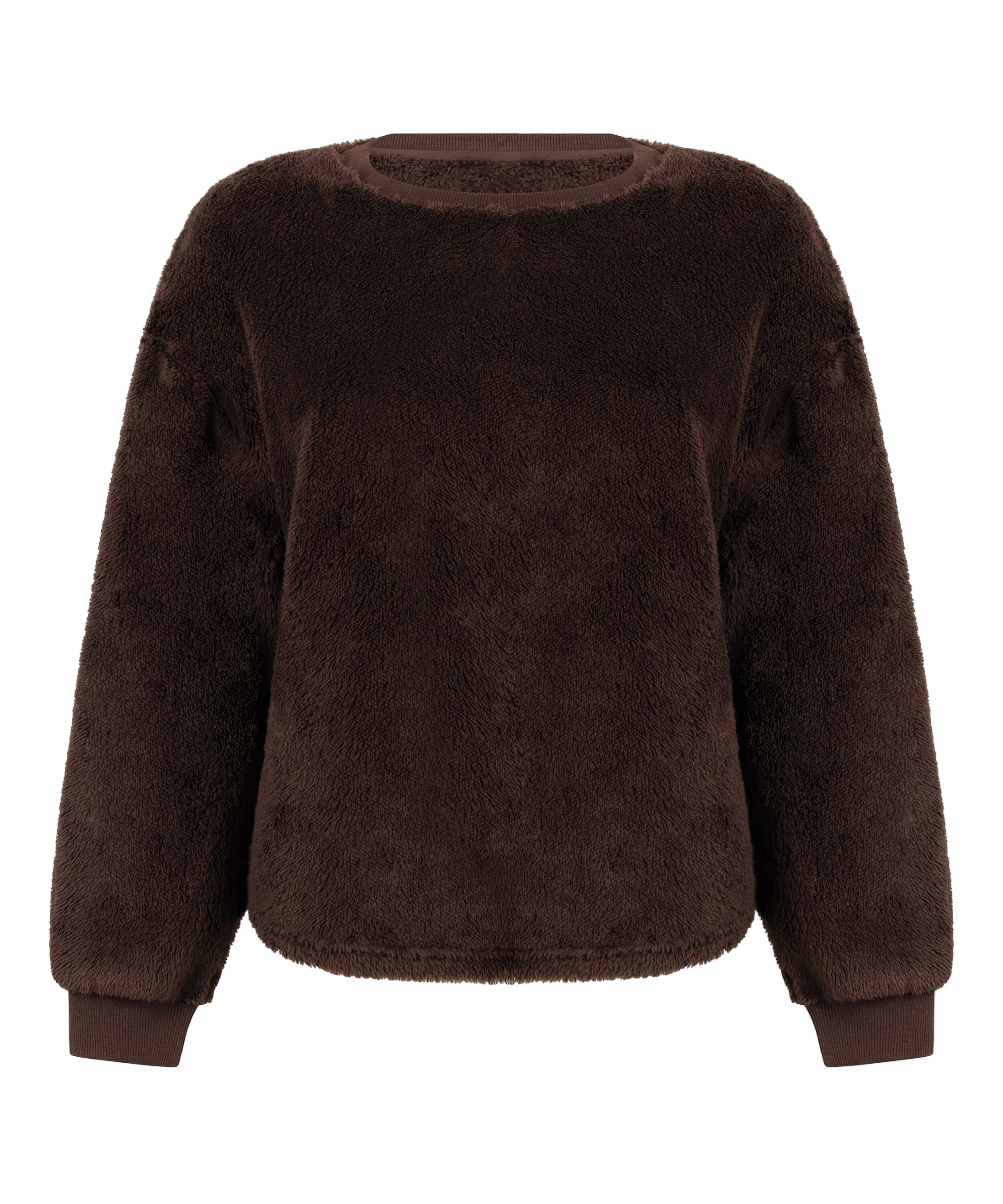 Longsleeved Top Fluffy Fleece, Brown