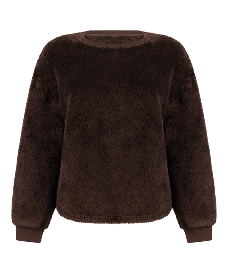 Longsleeved Top Fluffy Fleece, Brown