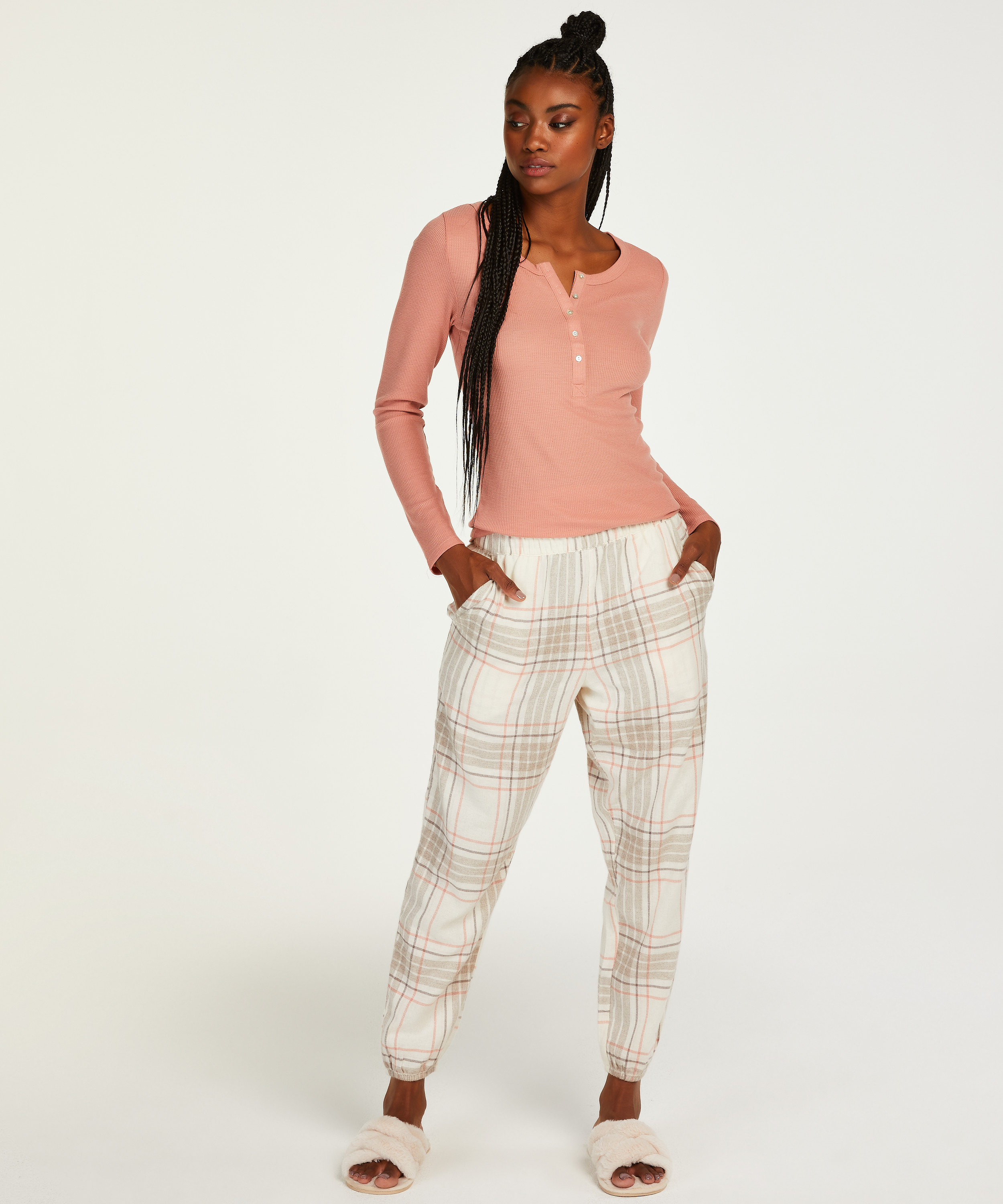 Tall Twill Check pyjama pants, Grey, main