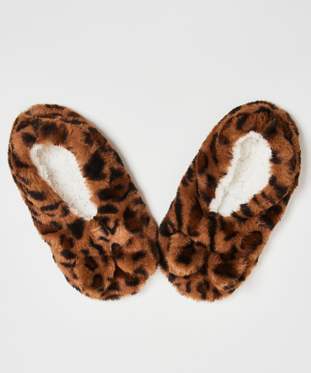Leopard Ballerina Slippers, Brown