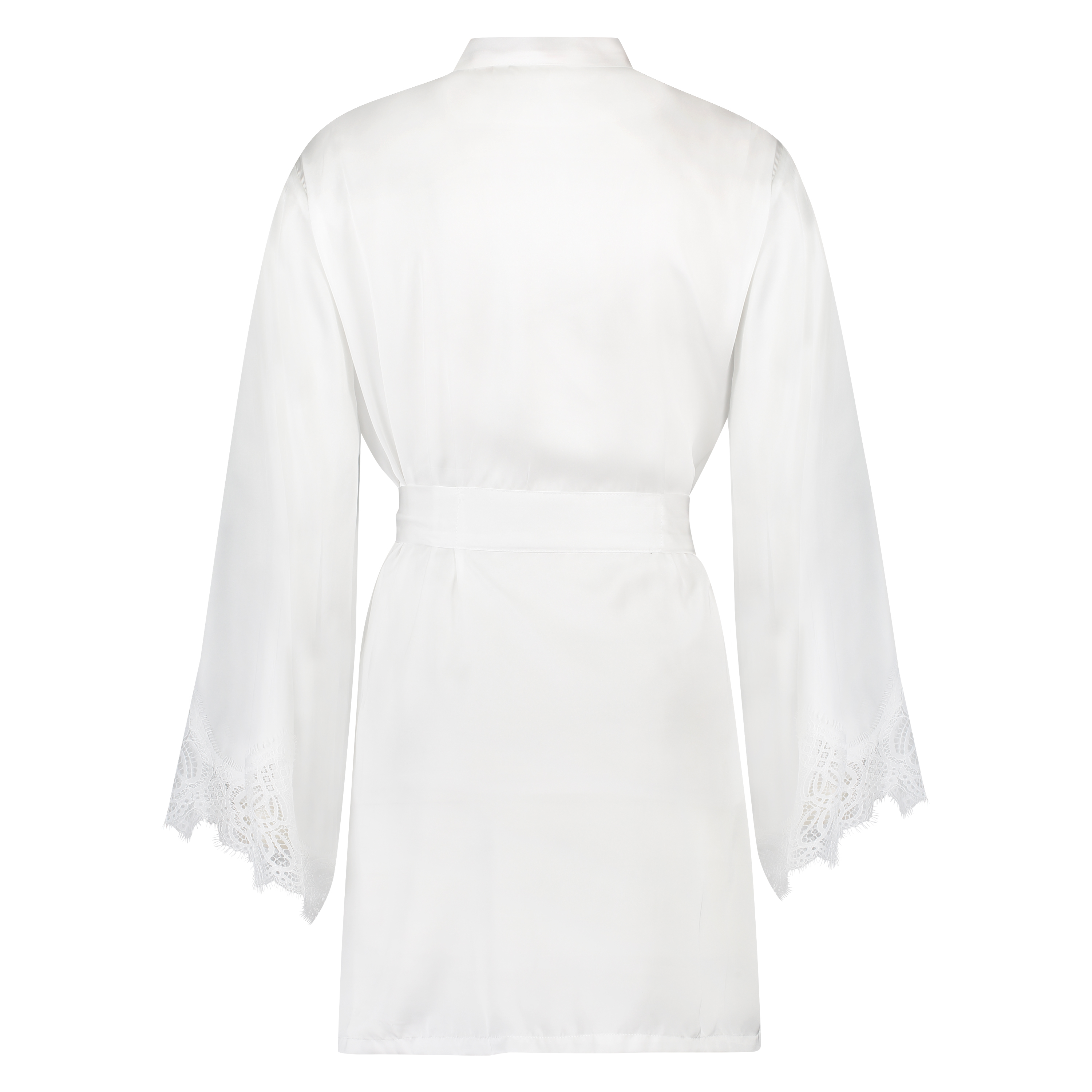 Lace Satin Kimono, White, main