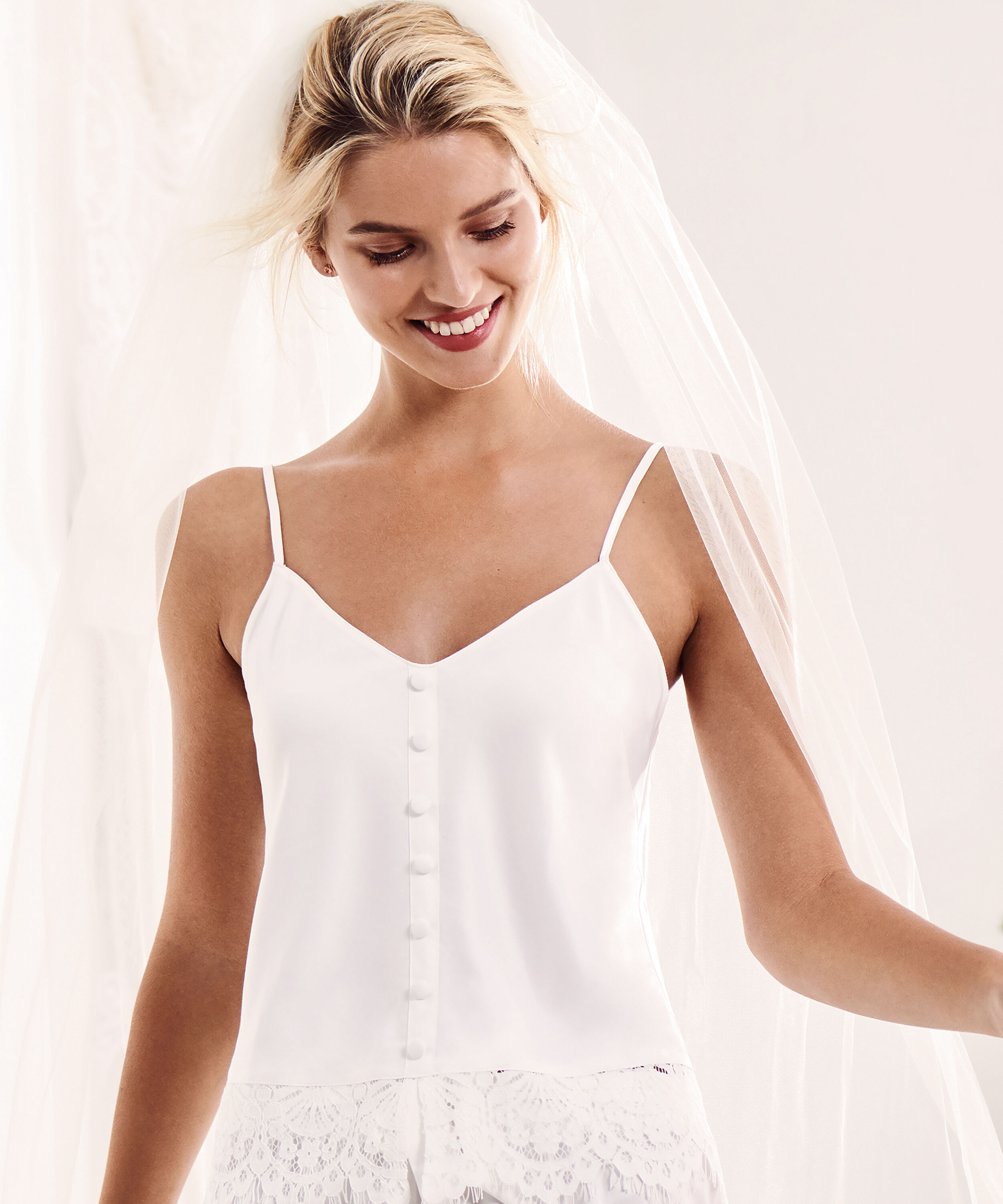 Bridal Satin Cami Top, White