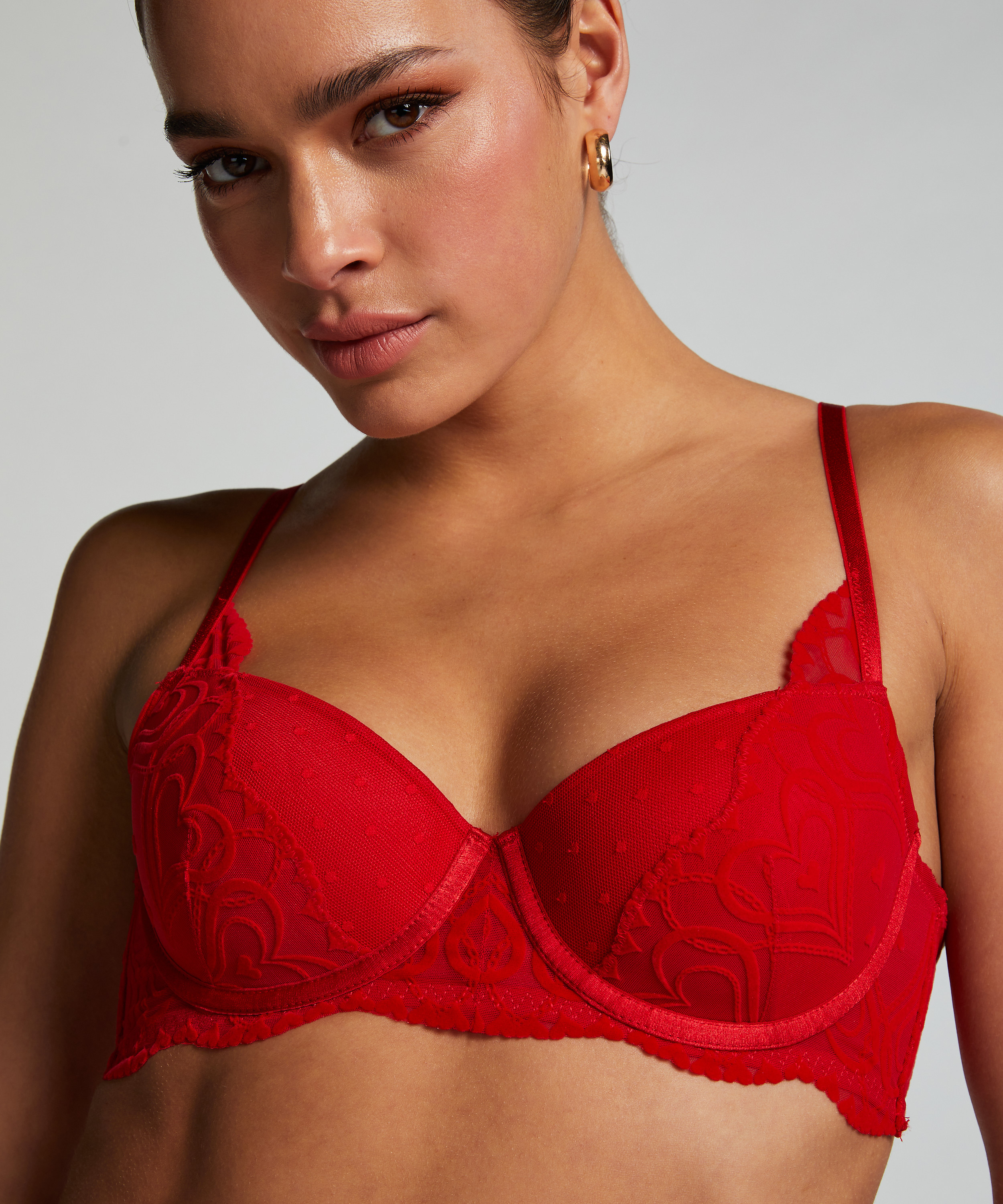 Pippa Padded Underwired Bra, Red, main