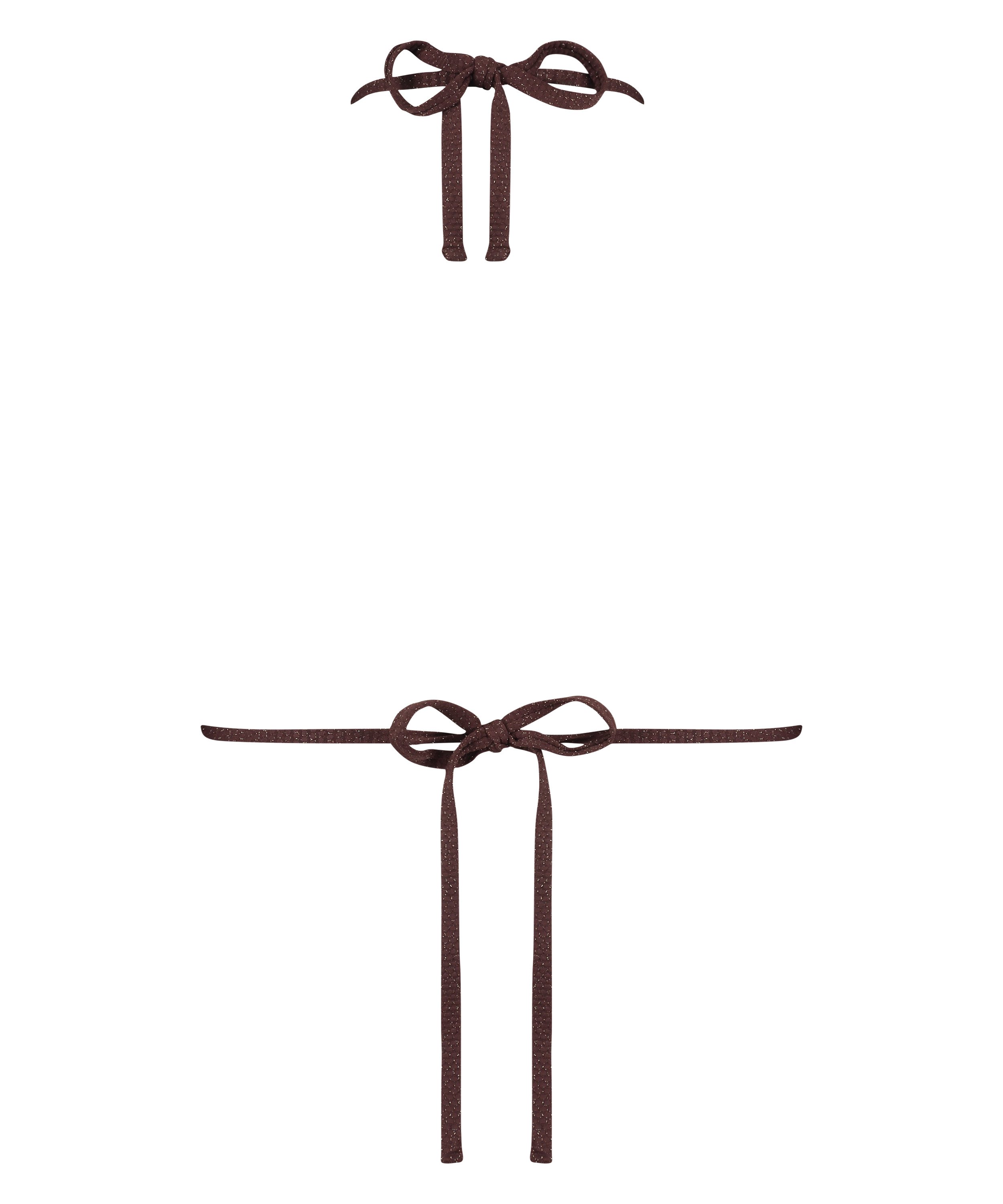 Scallop Lurex Triangle Bikini Top, Brown, main