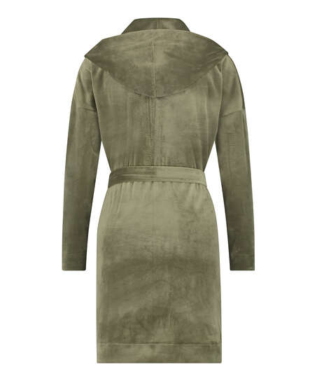 Velours short bathrobe, Green