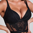 Coco Padded Underwired Longline Push-Up Bra, Black