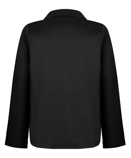 Satin Long-Sleeved Jacket, Black