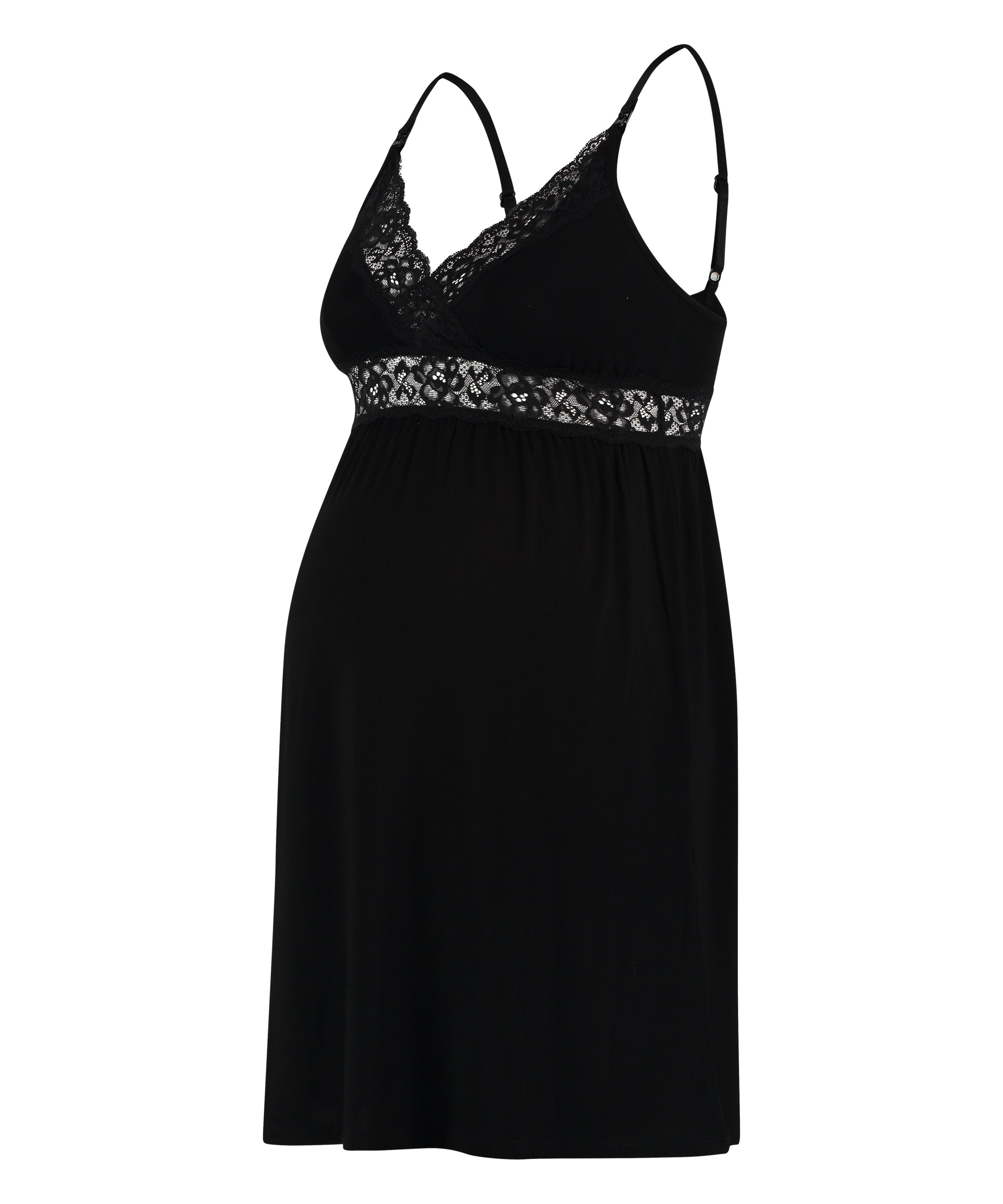 Maternity Lace Slip Dress, Black, main