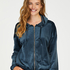 Velvet hoodie jacket, Blue