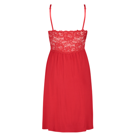 Nora Lace Slip Dress, Red