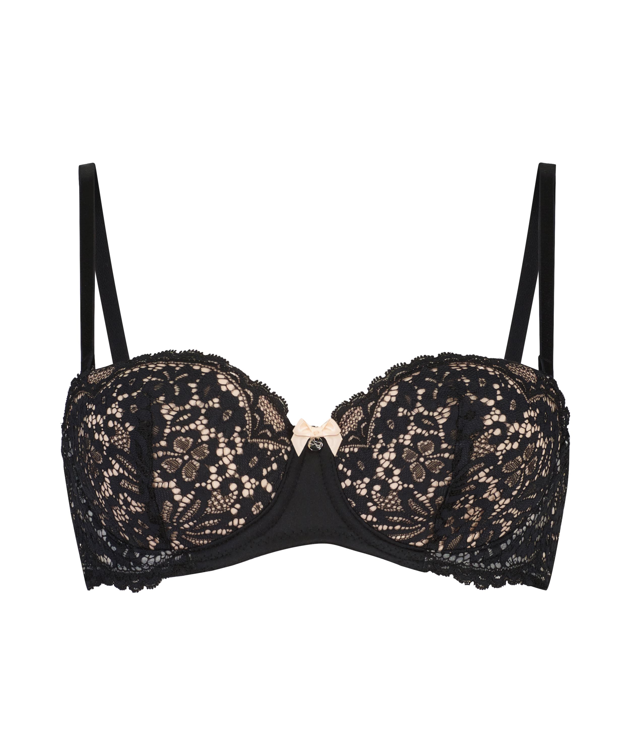 Rose Padded Underwired Strapless Bra, Black, main