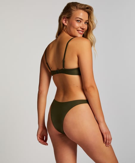 Luxe High-Leg Bikini Bottoms, Green