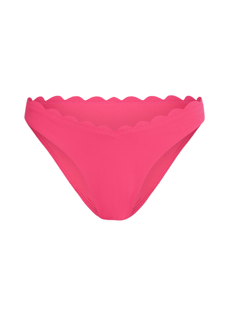 Scallop High-Leg Bikini Bottoms, Pink