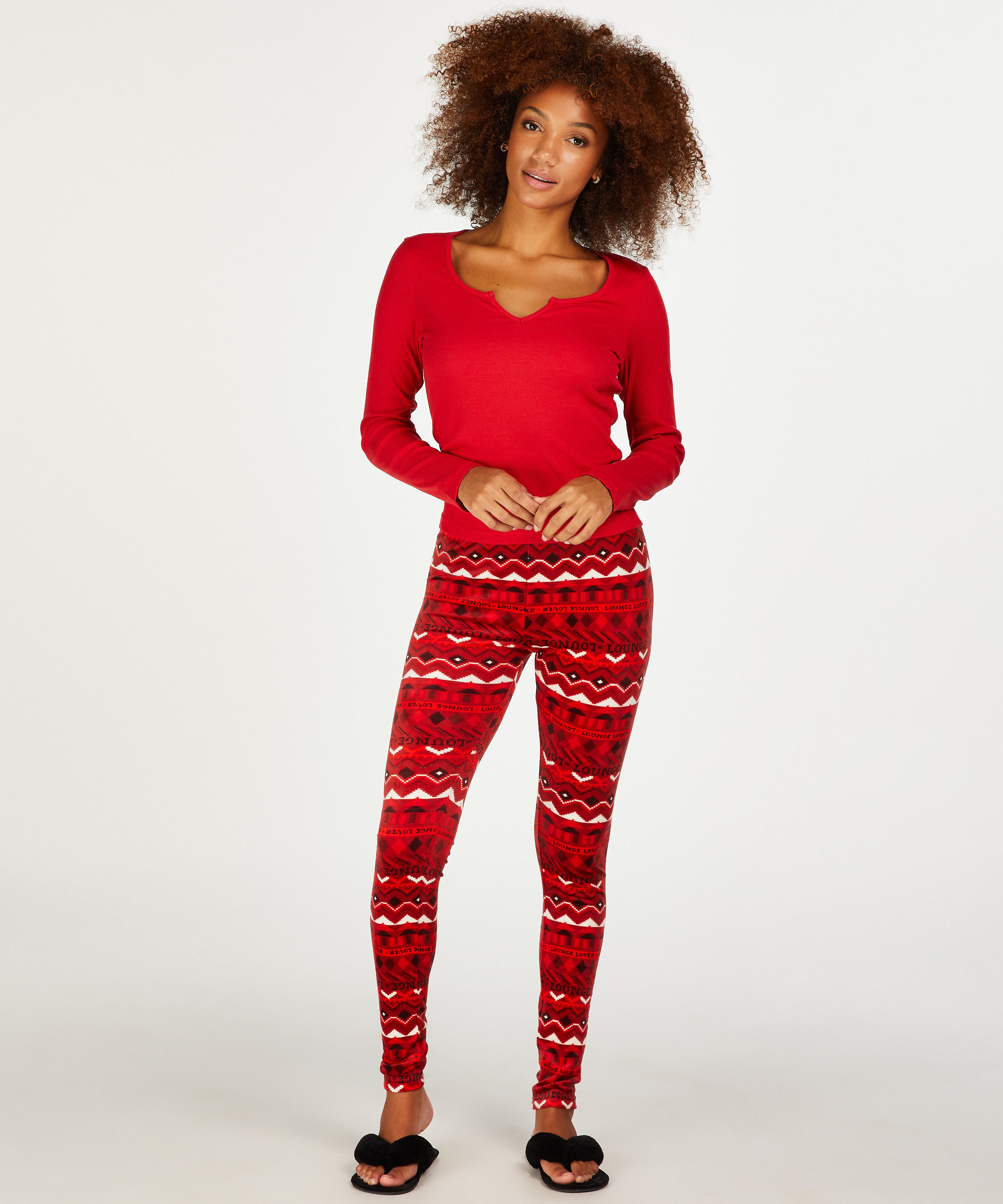Velour Leggings, Red, main