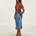 Satin Midi Dress, Blue