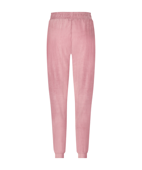 Velour Rib Jogging Pants, Pink