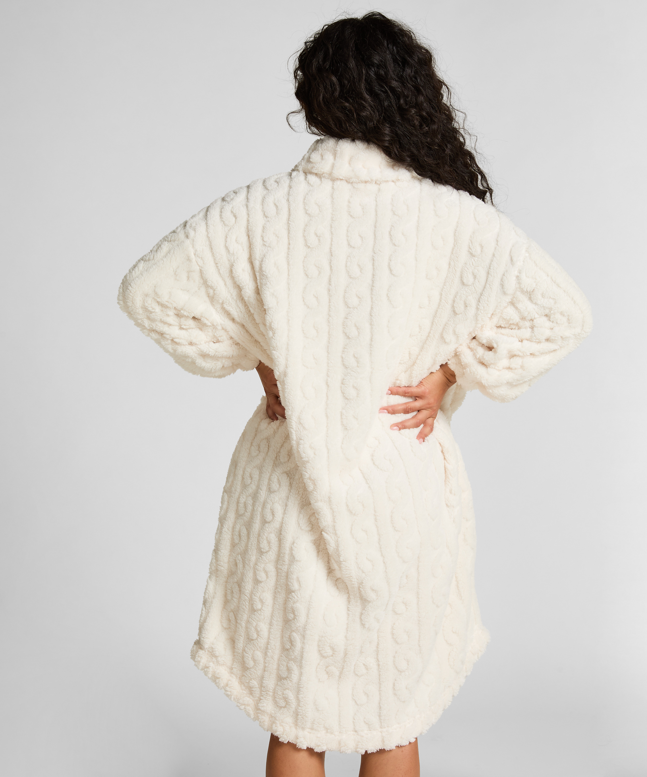 Poncho Cable Fleece, White, main
