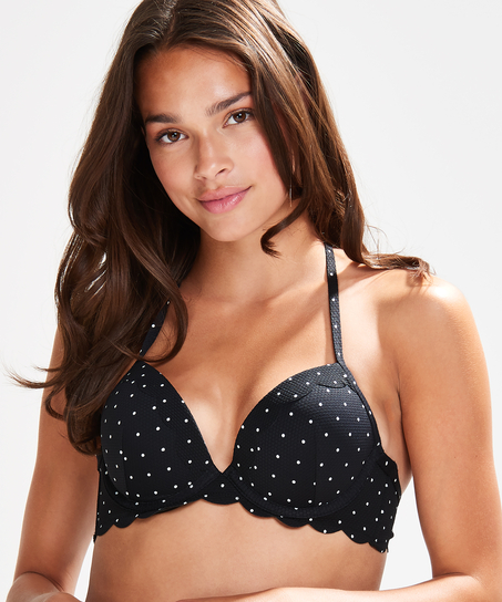 Scallop push-up underwired bikini top Cup A - E, Black