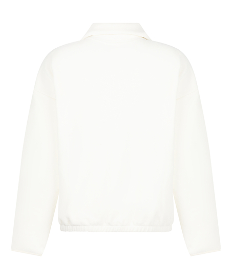 Top Half Zip Sporty Fleece, White