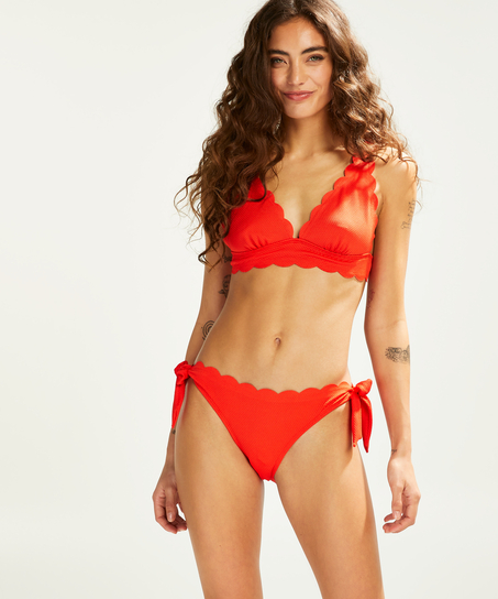 Scallop triangle bikini top, Red