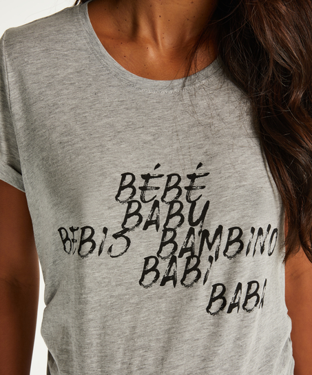 Short-Sleeved Maternity Nightshirt, Grey