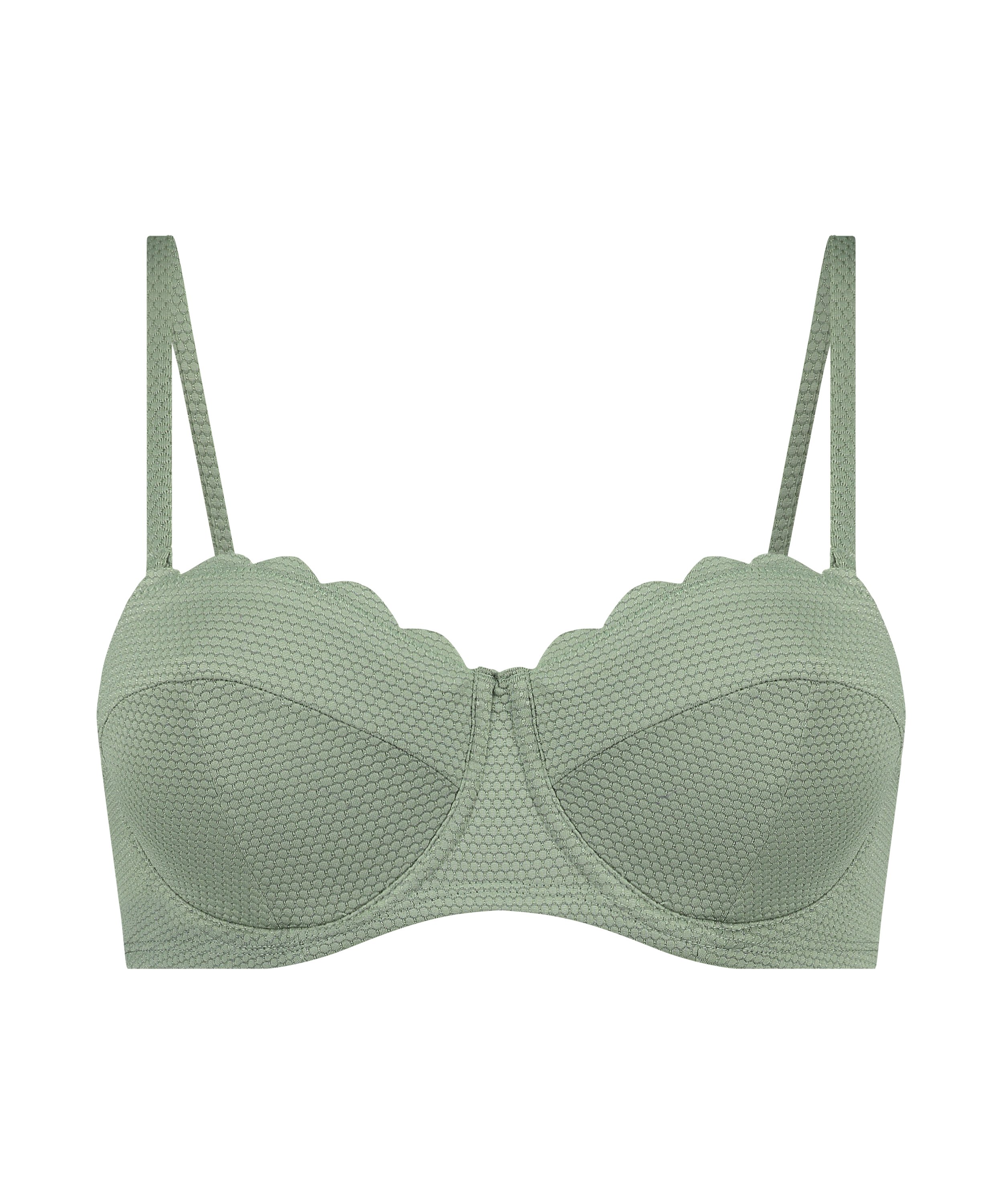 Scallop push-up underwired bikini top Cup A - E, Green, main