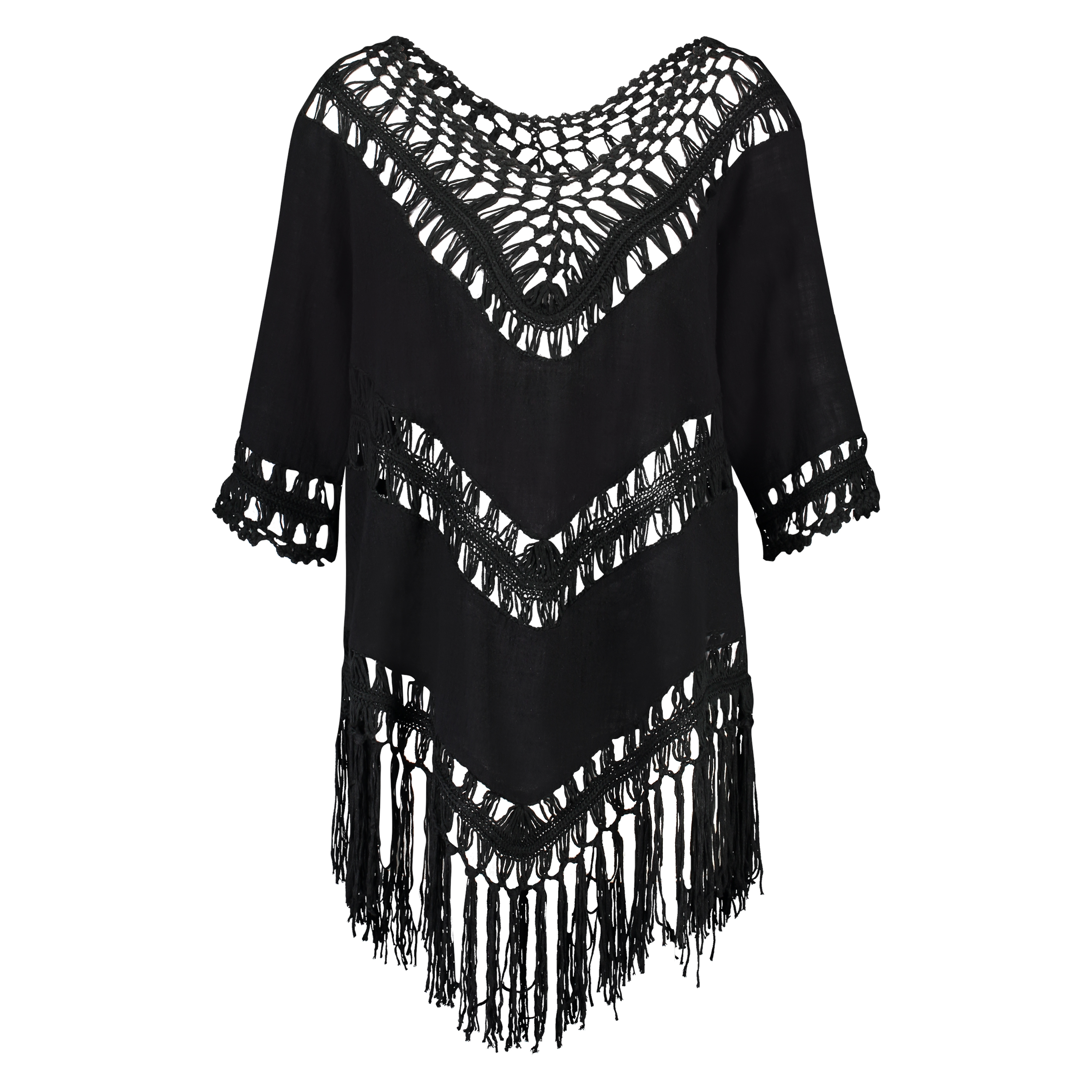 Fringe Tunic, Black, main