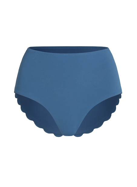 Scallop High Waist Rio Bikini Bottom, Blue