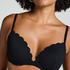 Scallop padded underwired bikini-top, Black