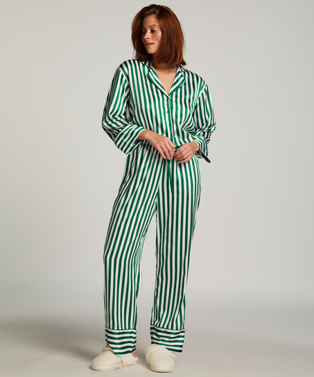 Satin Long-Sleeved Jacket, Green