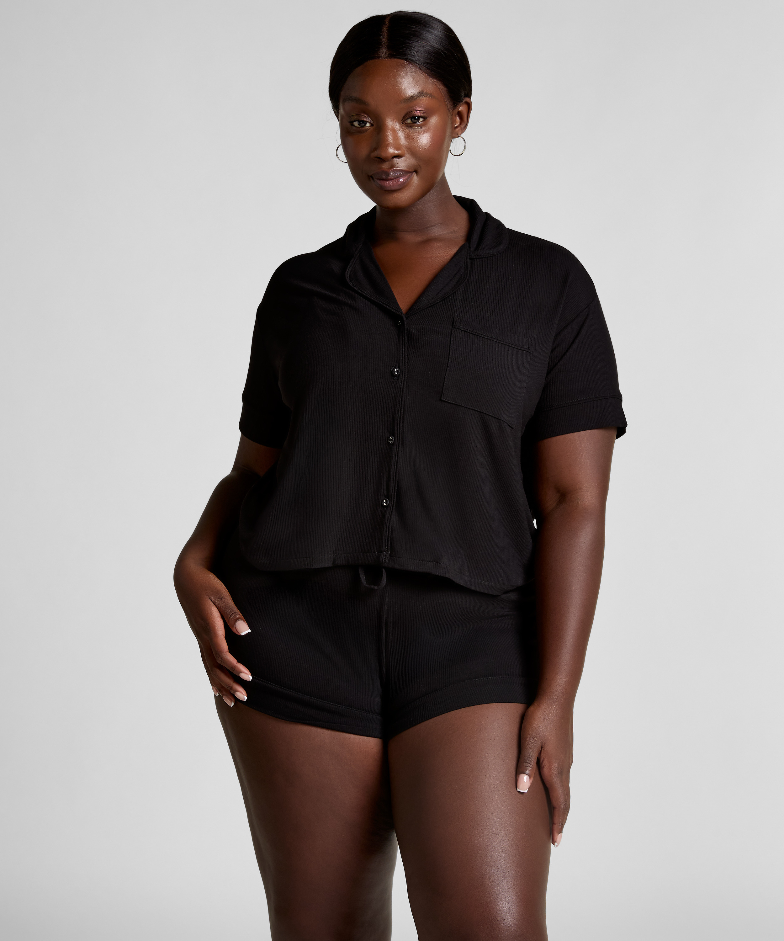 Short Jersey Rib Essential, Black, main