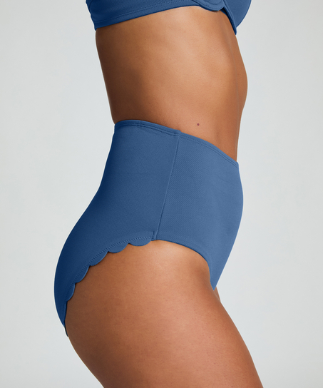 Scallop High Waist Rio Bikini Bottom, Blue