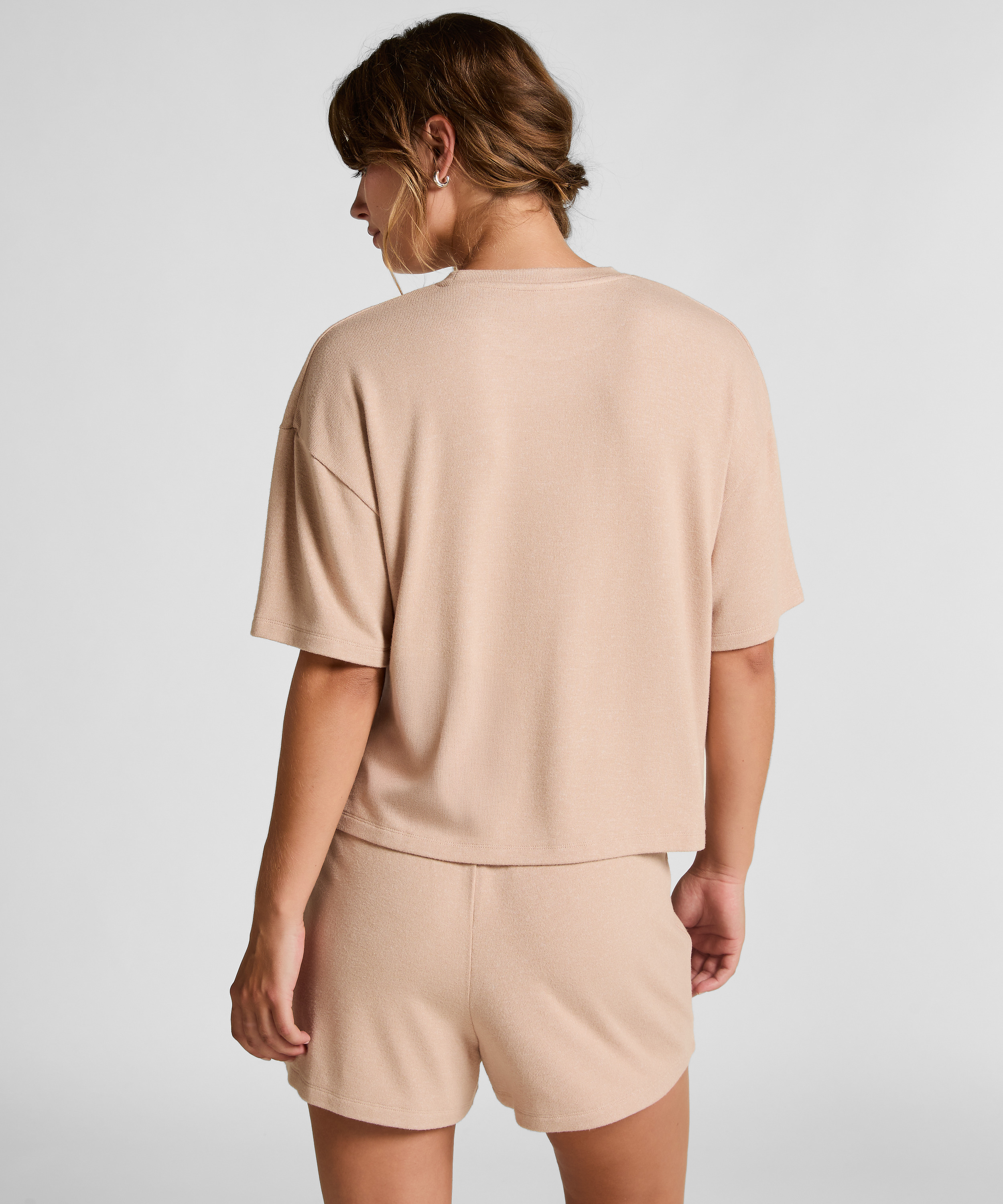 Brushed Jersey Pyjama Short, Beige, main