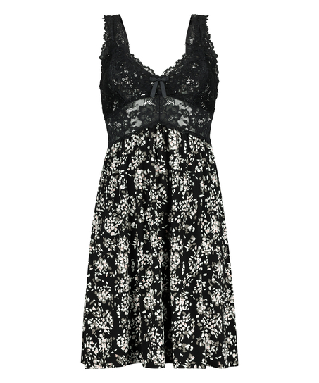 Nora Lace Slip Dress, Black