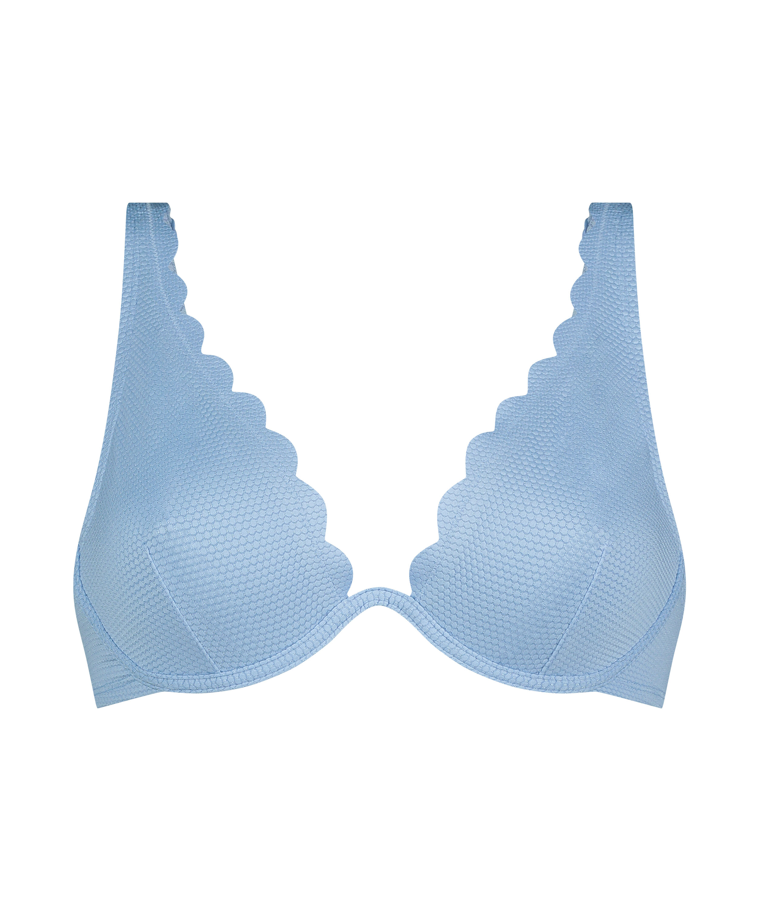 Scallop Non-Padded Underwired Bikini Top, Blue