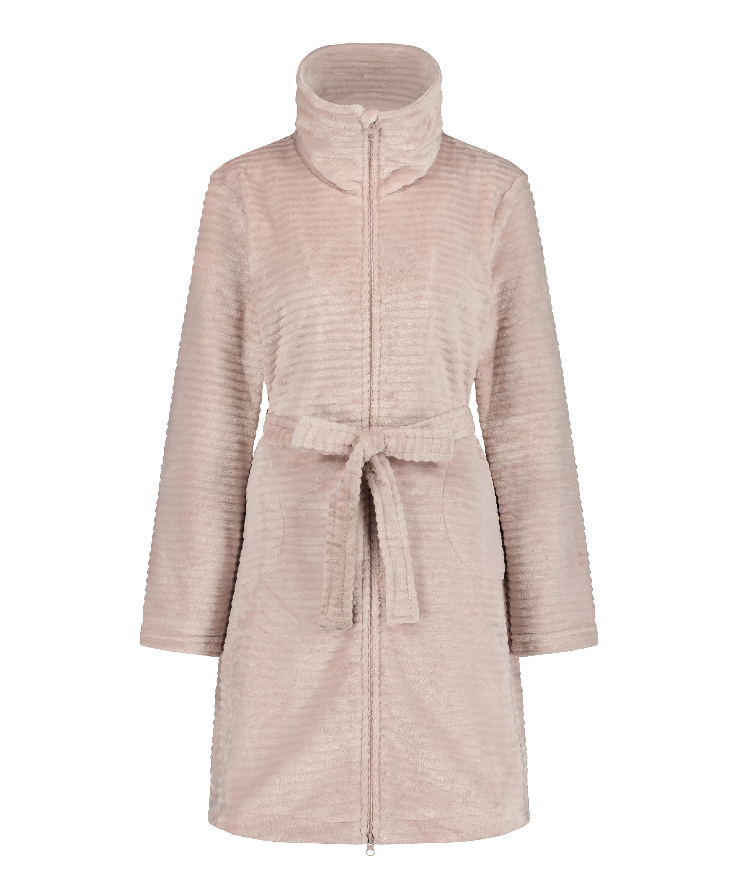 Zip Fleece Bathrobe, Pink