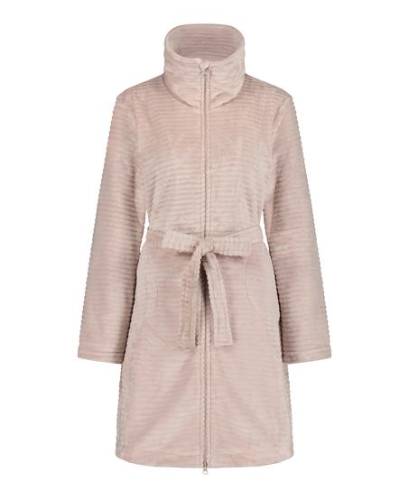 Zip Fleece Bathrobe, Pink