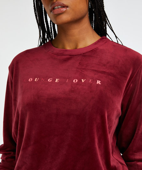 Long-sleeved Velours top, Red