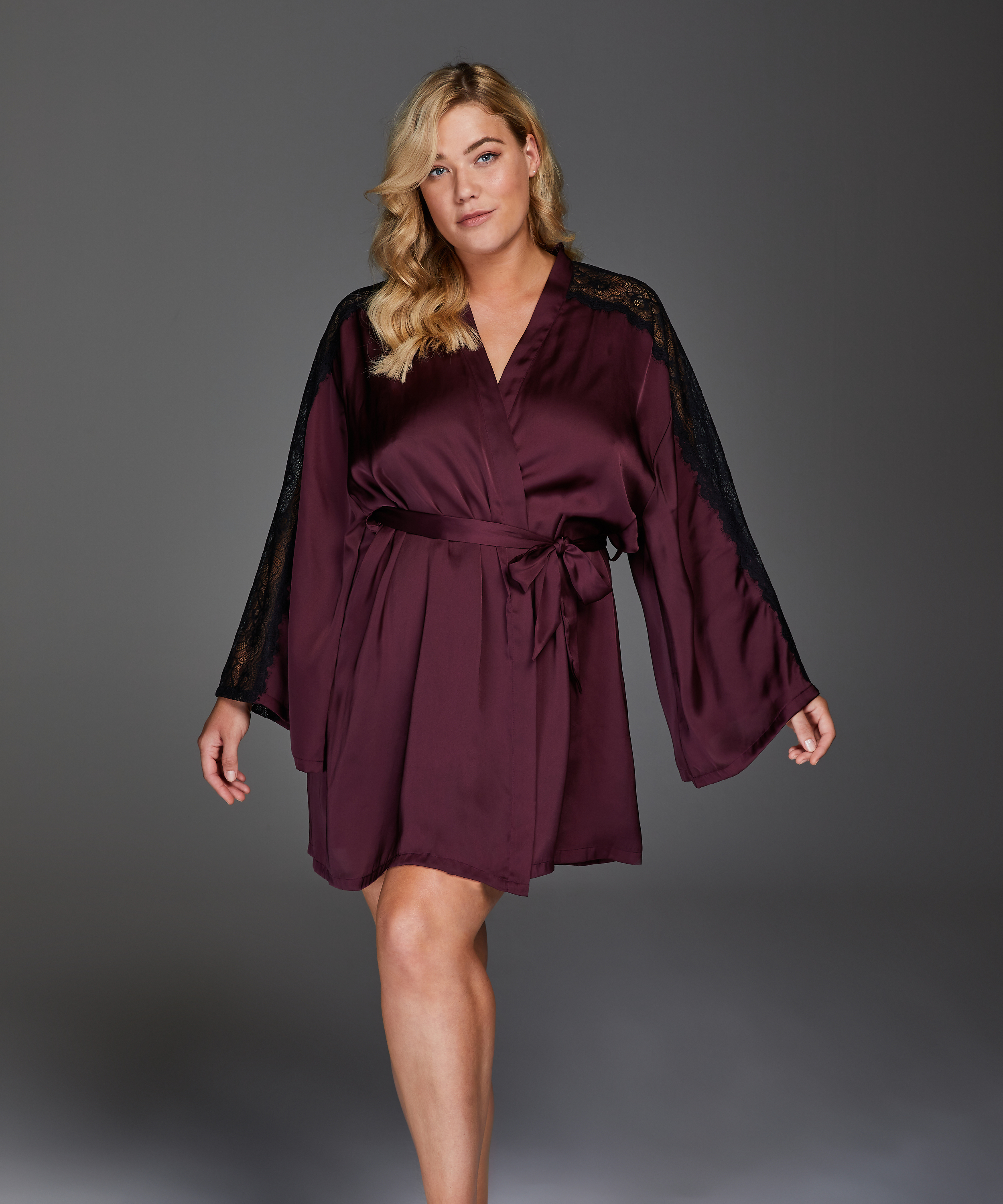 Nadia Satin Kimono, Red, main