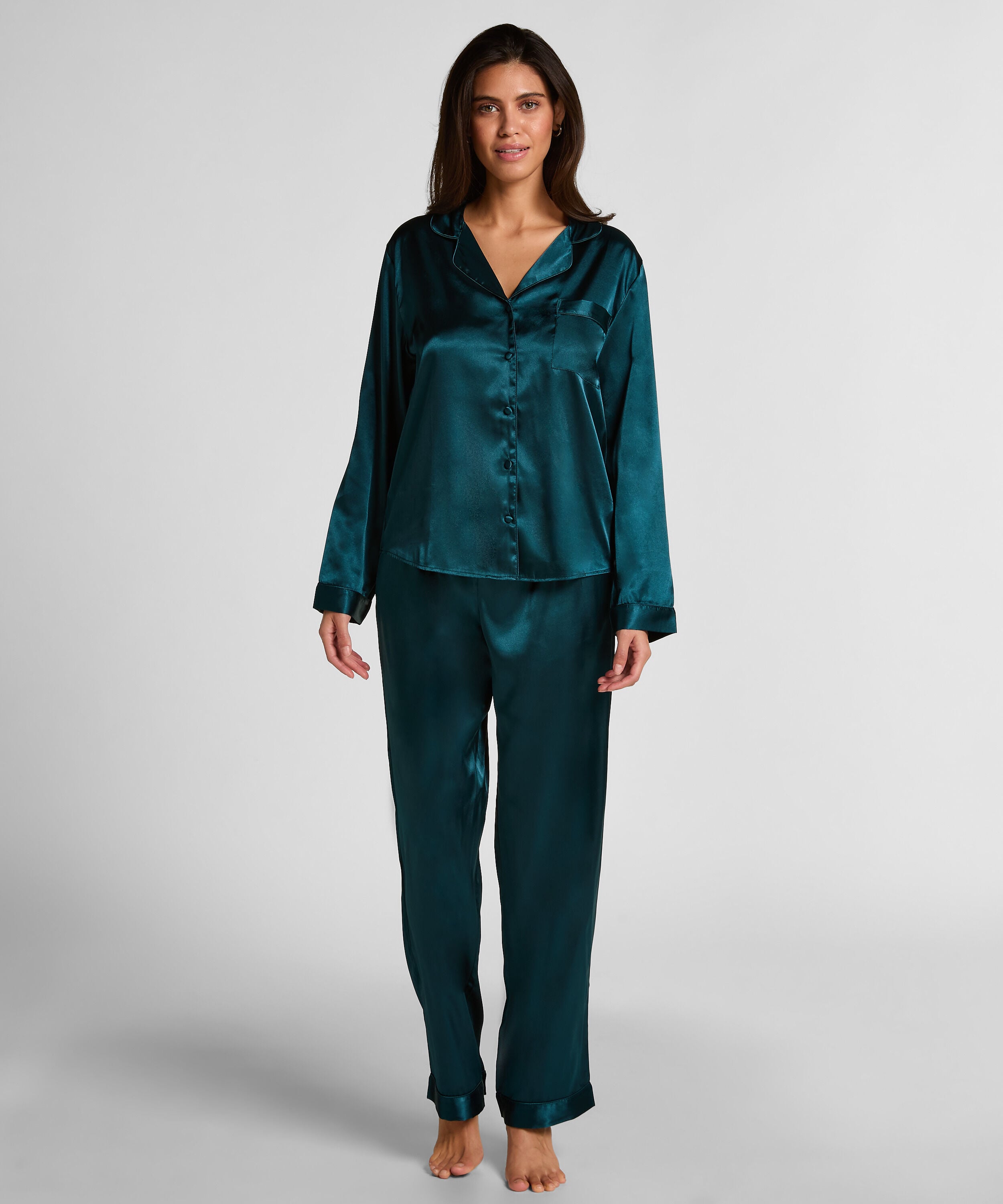 Pyjama Set Shiny Satin, Blue Pyjama Set Shiny Satin, Blue
