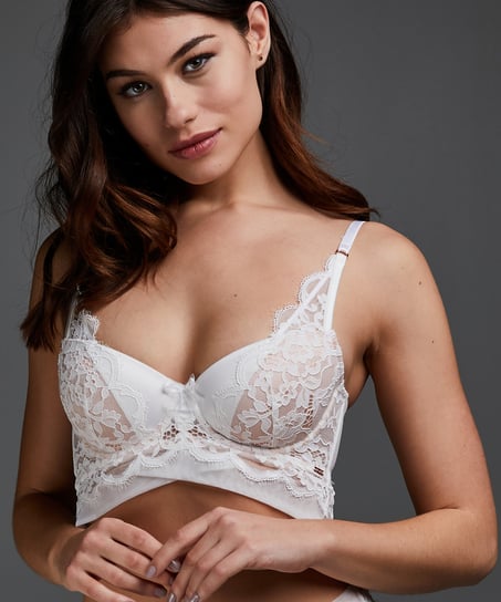 Zoe Padded Longline Underwired Bra, White