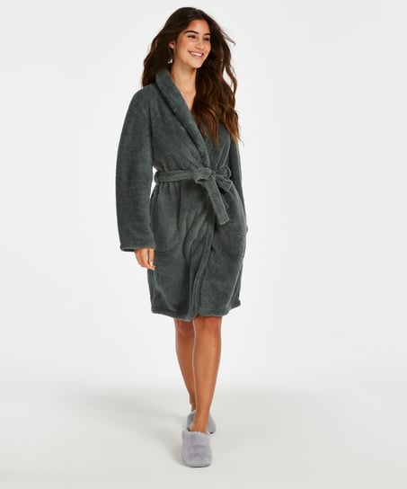 Fleece Bathrobe Short, Green