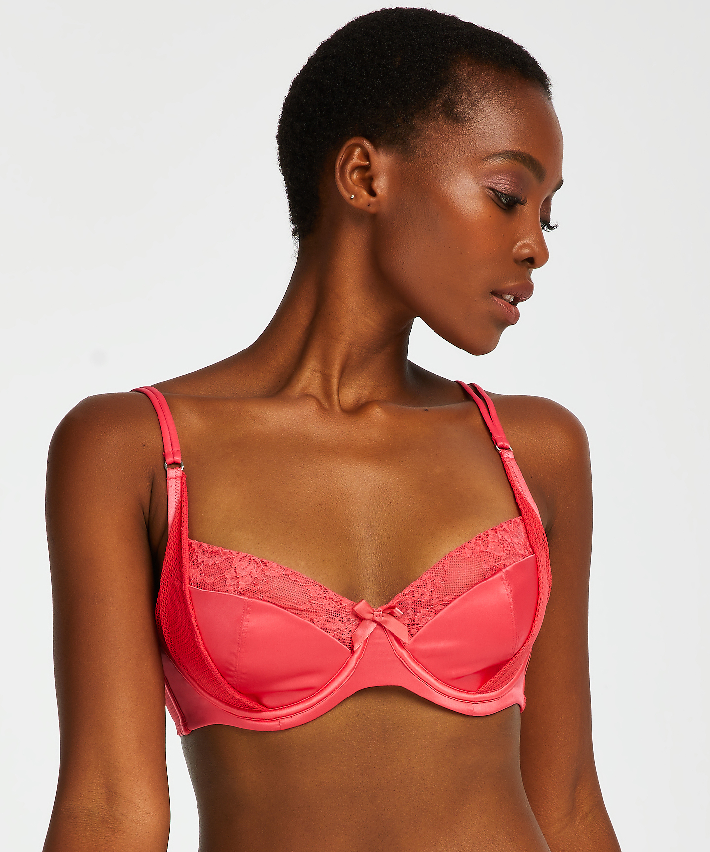 Padded Underwired Demi-Cup Bra Duckie, Red, main
