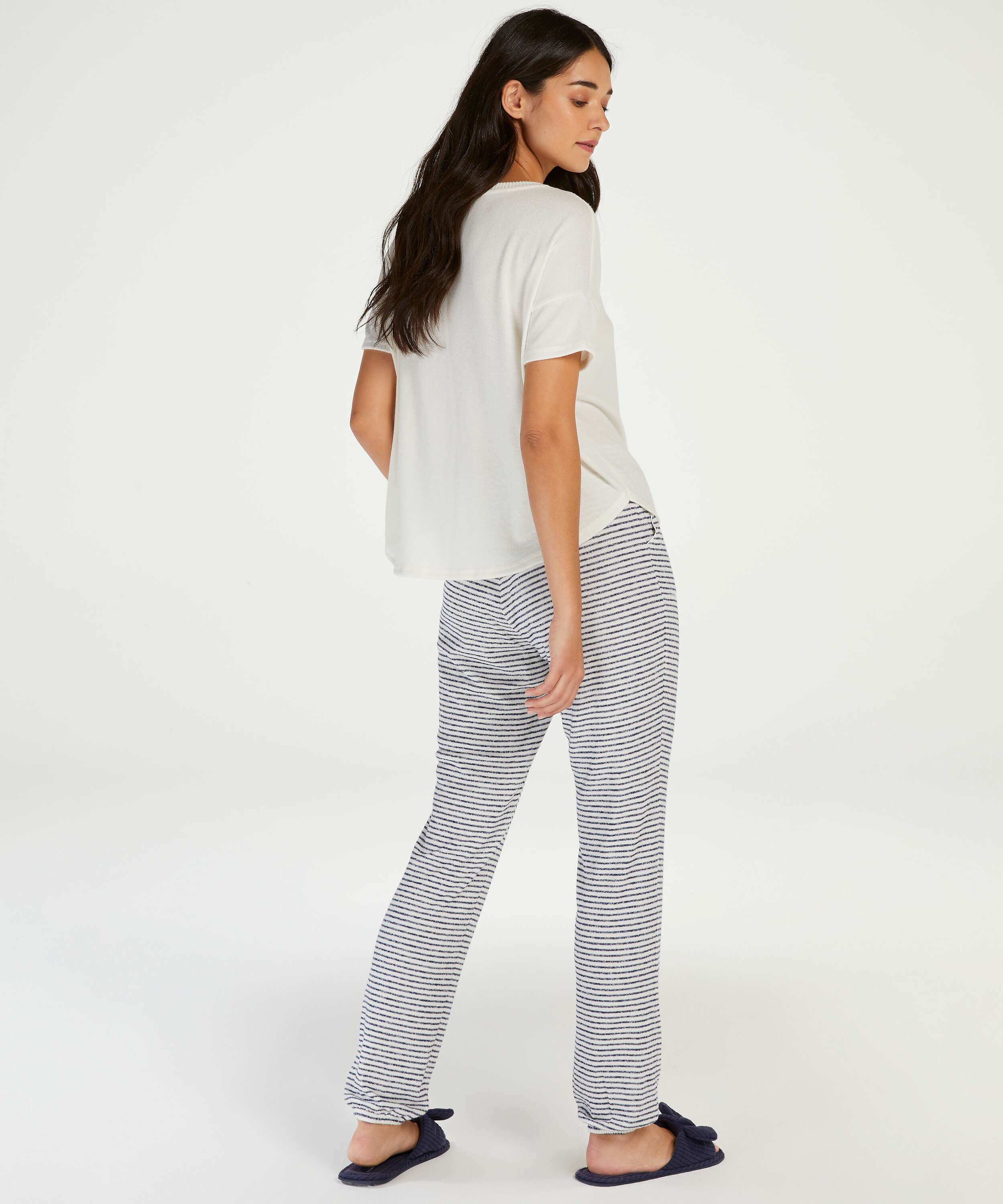 Brushed Stripe Pyjama Pants, Blue, main