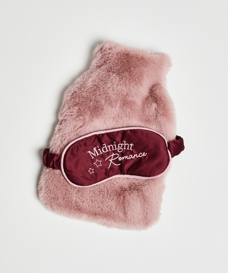 Hot Water Bottle And Eye Mask Set, Pink