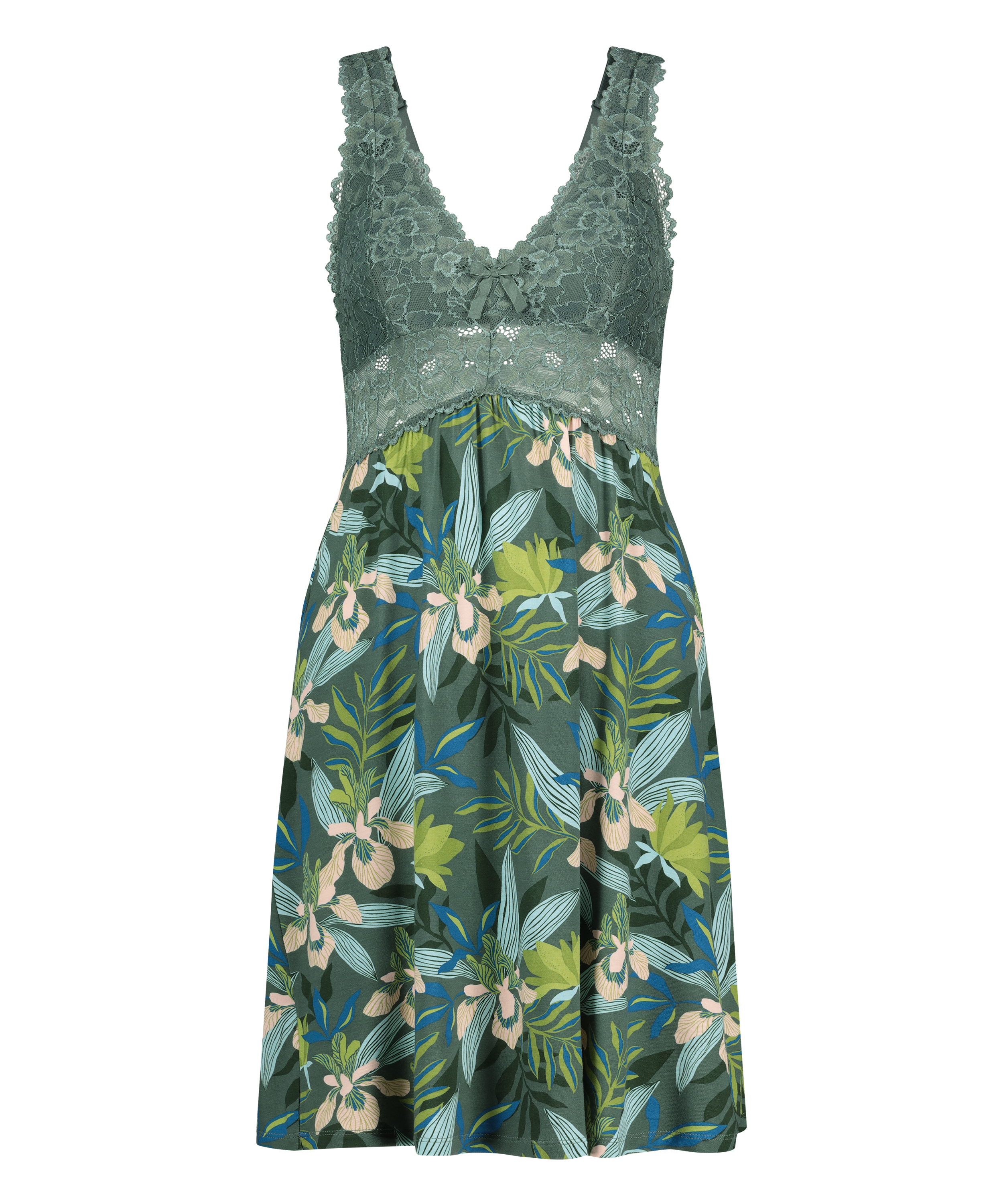 Nora Lace Slip Dress, Green, main