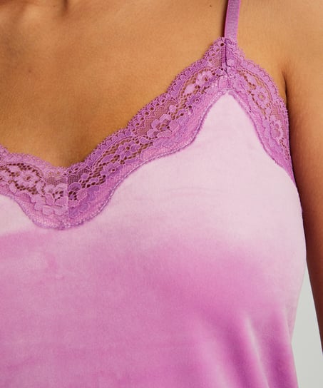Velours Lace Cami Top, Pink