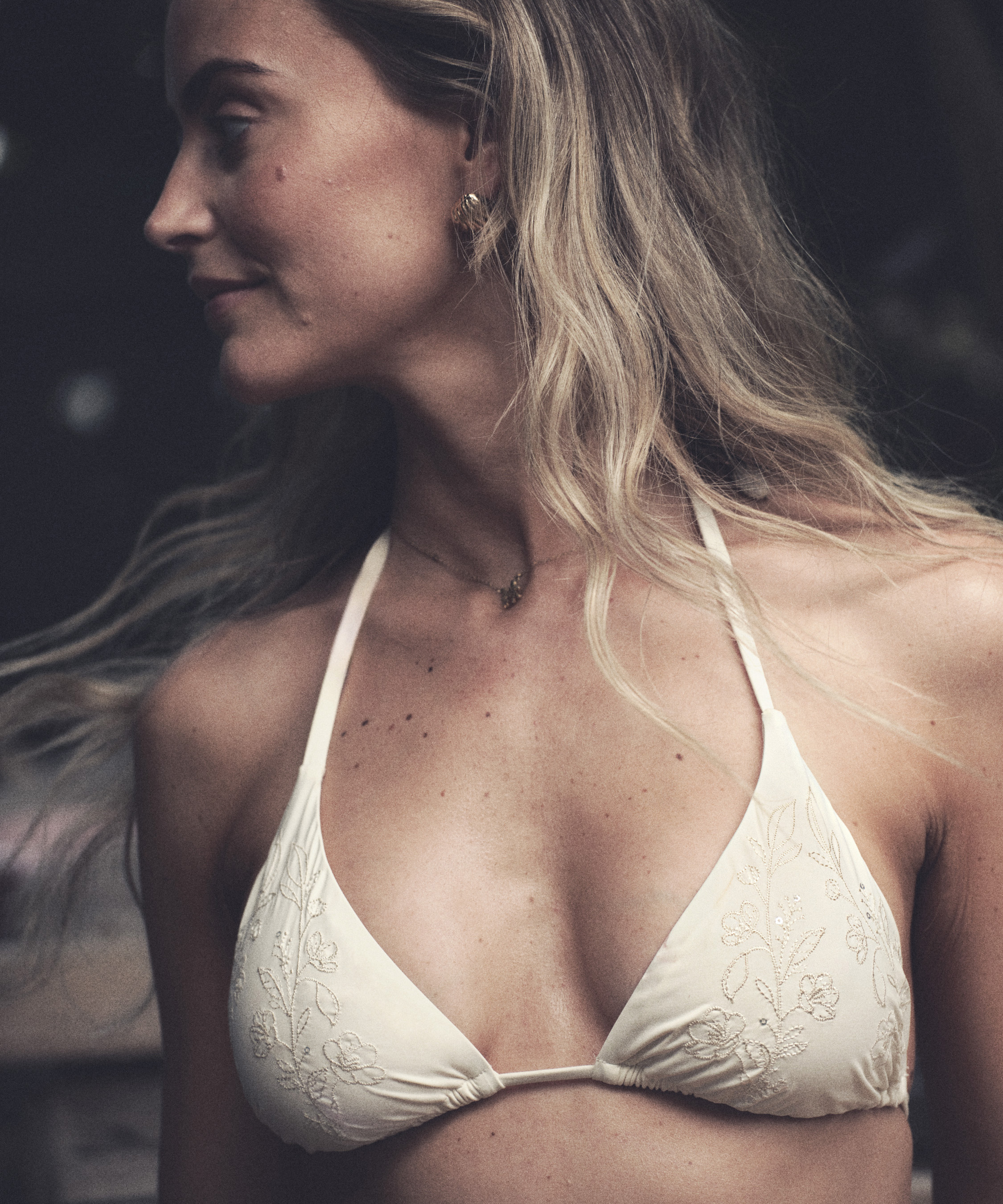 Giselle Triangle Bikini Top, White, main