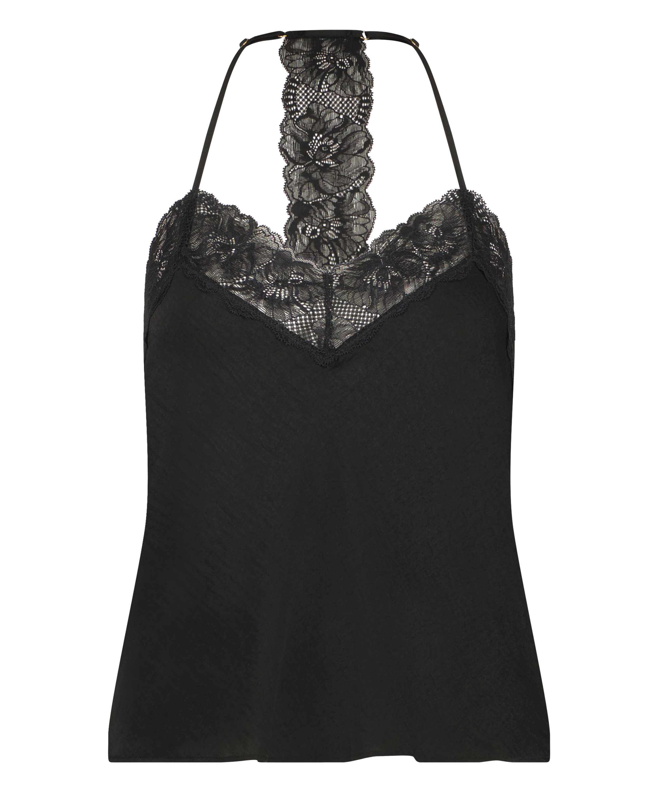 Satin Cami Top, Black, main